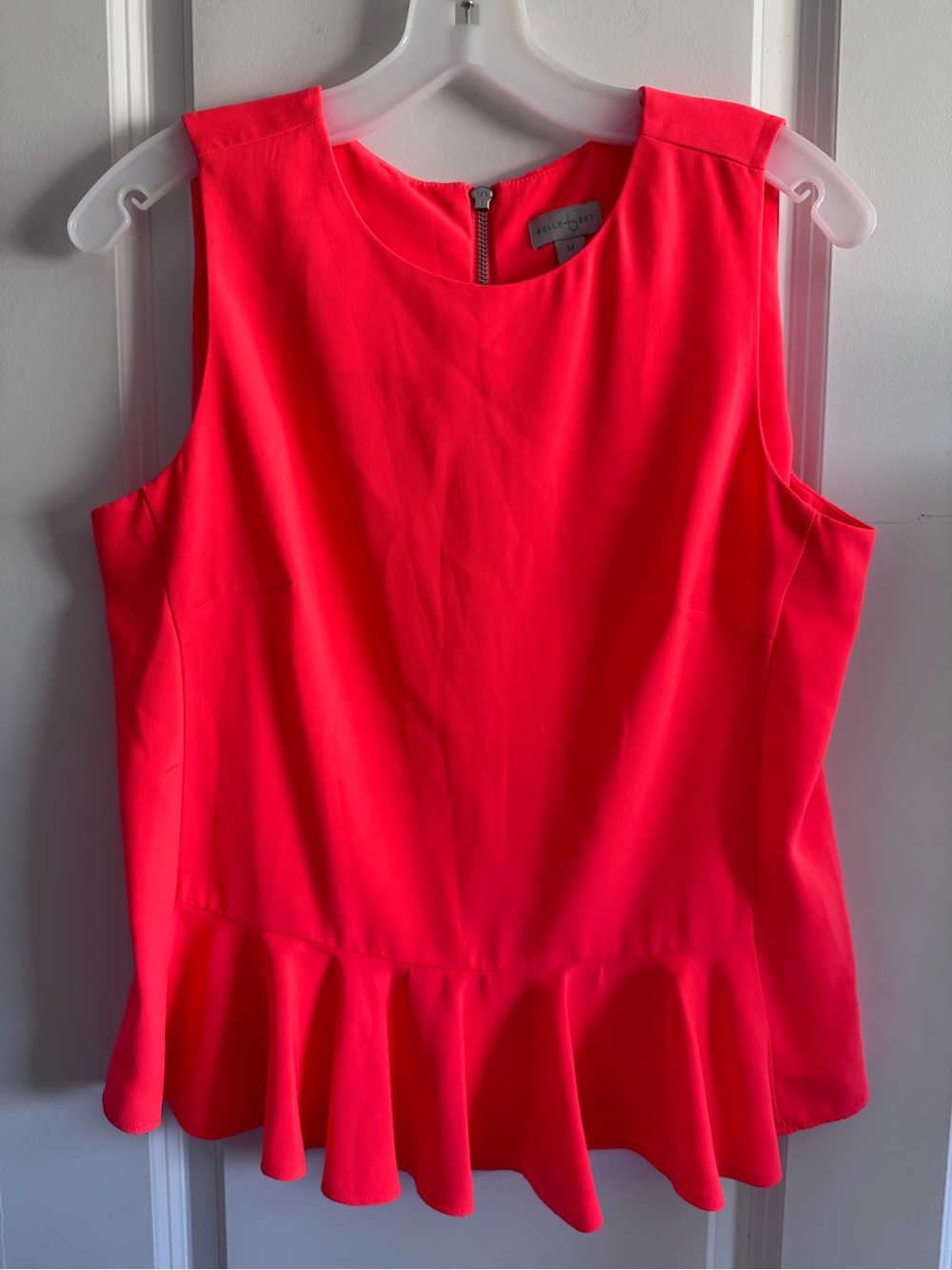 belle sky Neon Sleeveless Peplum Tank with back zipper
